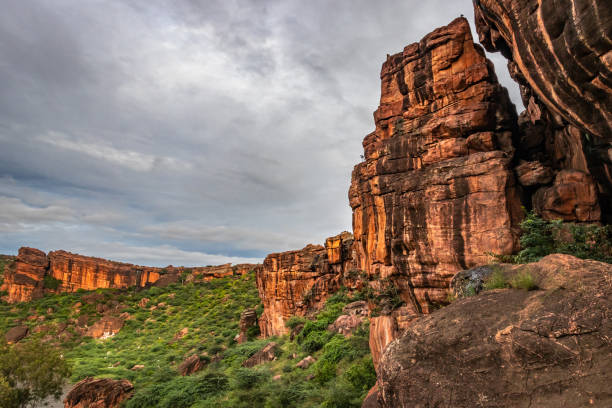 istock mountain red stone with the flat sky at the morning 1273697754