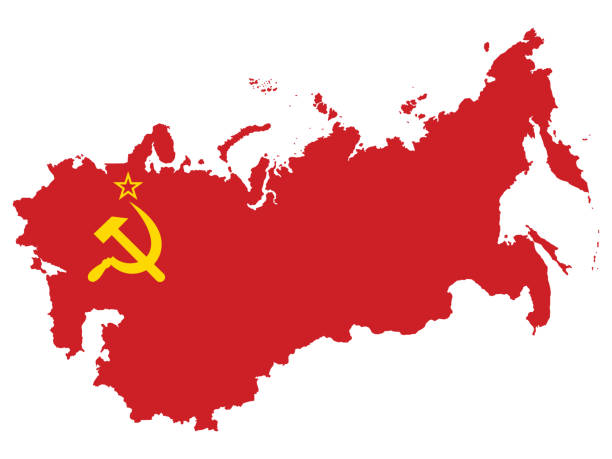 Flag Map of USSR (former Soviet Union) Vector Illustration of the Flag Incorporated Into the Map of USSR (former Soviet Union) former soviet union stock illustrations