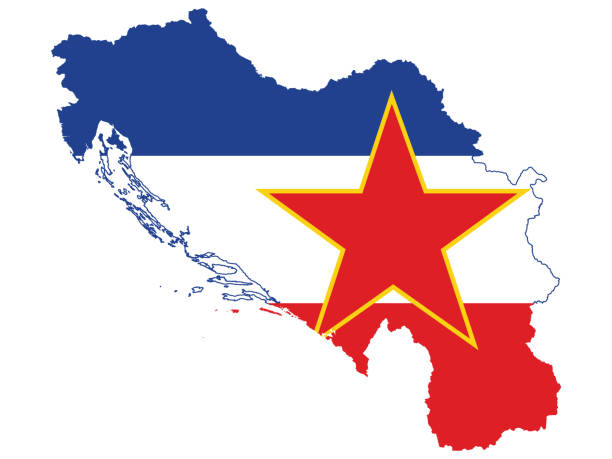 Flag Map of former Yugoslavia Vector Illustration of the Flag Incorporated Into the Map of former Yugoslavia former yugoslavia stock illustrations