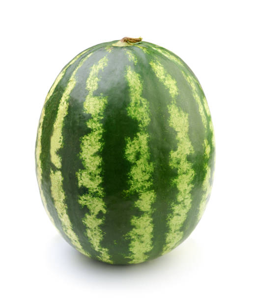 istock Ripe watermelon isolated on white. 1273698783