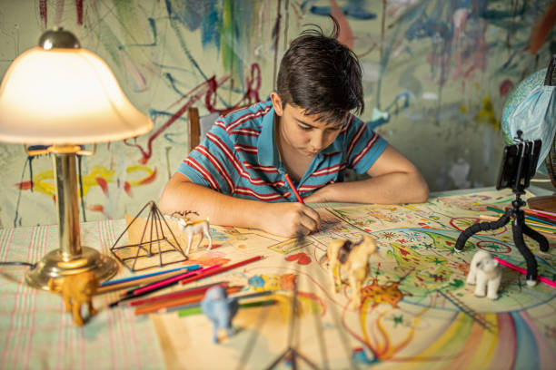 Home schooling in an art studio