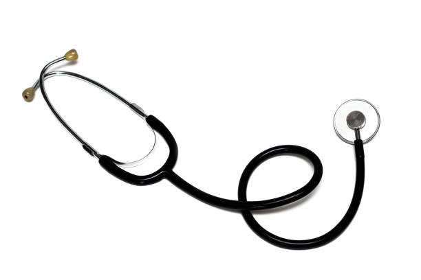 istock Medical black stethoscope on a white background 1273707978
