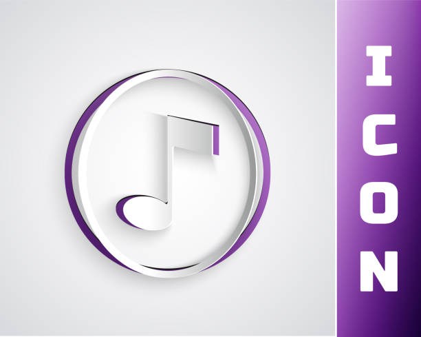 istock Paper cut Music note, tone icon isolated on grey background. Paper art style. Vector 1273708067