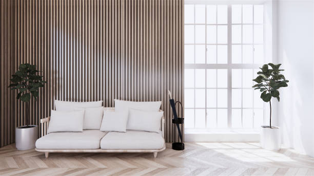 istock living room with white sofa on zen interior design. 3D rendering 1273708168