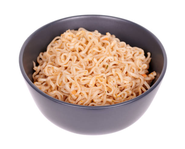 istock Asian instant noodle in dark bowl, isolated on white background. 1273714739