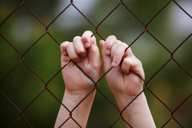 istock children's hands hold on to the fence 1273715199