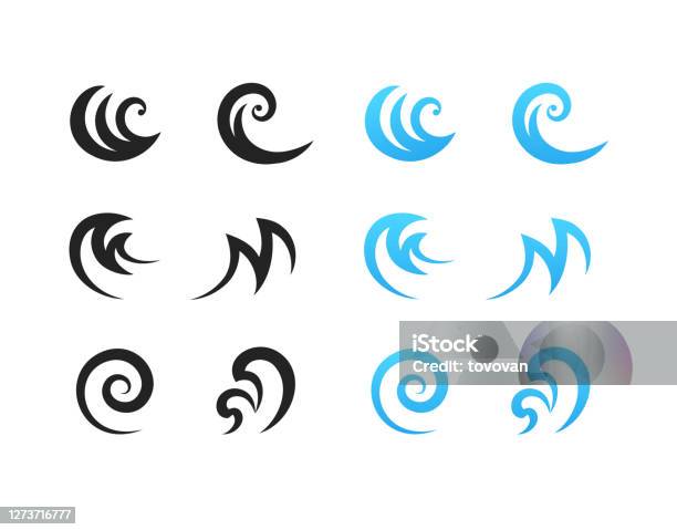 Different Water Waves Logo Elements Vector Template Isolated On White ...