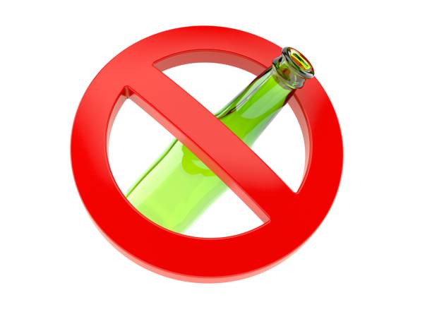 istock Green glass bottle with forbidden symbol 1273719808