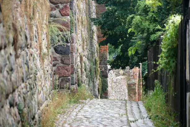 Part of the historic city wall of a city in East Germany