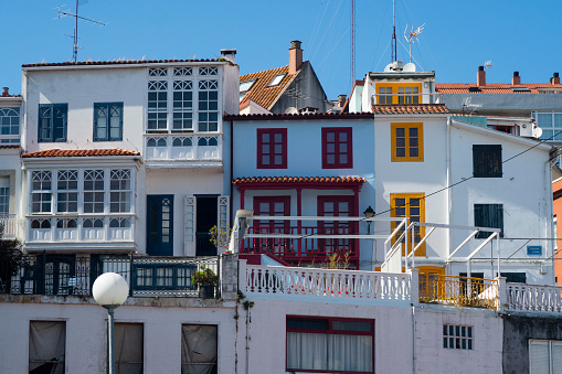Houses of popular seafaring architecture in Fontan Sada Galicia Spain