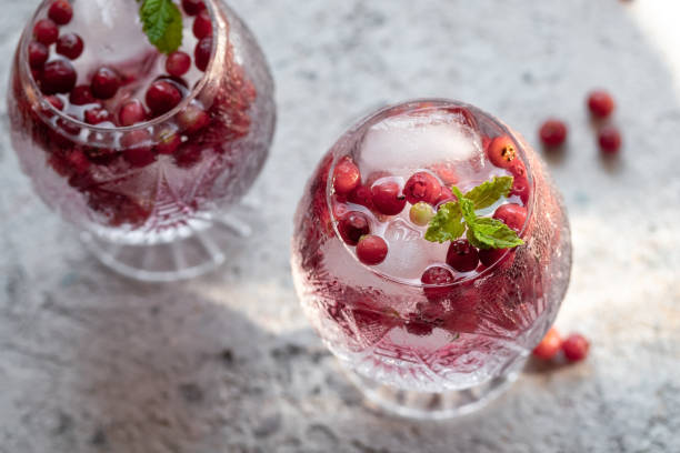 istock Cocktail with wild cranberries and ice 1273731141
