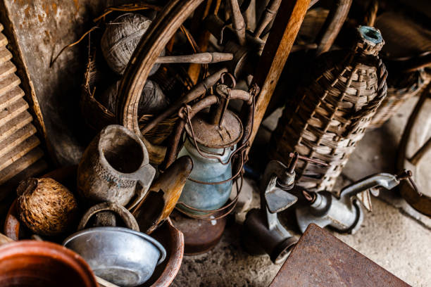 istock Vintage kitchen utensils on rustic wood background. Closeup with low key, natural side-lighting for effect. 1273735466