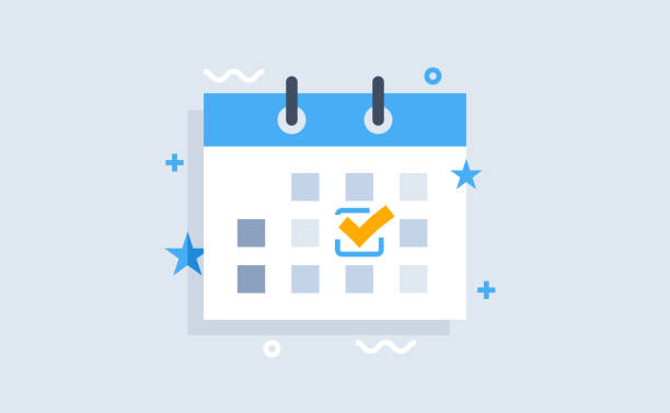 Calendar deadline or event reminder Calendar deadline or event reminder. Flat modern vector illustration. For web design. check mark graphic stock illustrations