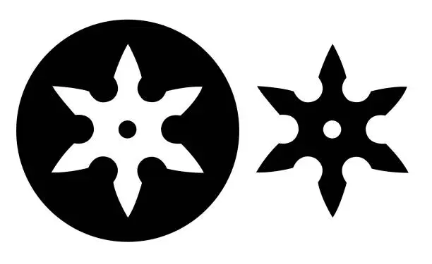 Vector illustration of Black Circle Ninja Star Icons