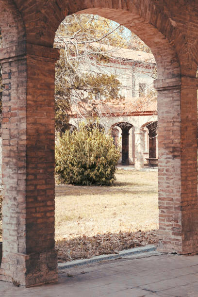 Park of old structure view from the portico, outdoors