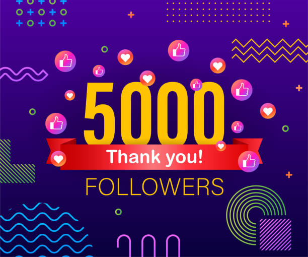 Thank you 5000 followers numbers. Congratulating multicolored thanks image for net friends likes. Thank you 5000 followers numbers. Congratulating multicolored thanks image for net friends likes Worshipper stock illustrations
