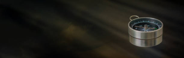 istock Banner of compass on dark black background with copy space using as direction 1273747883