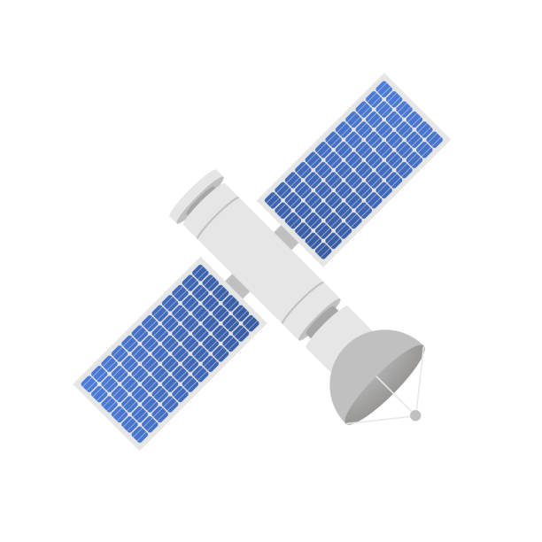 illustrazioni stock, clip art, cartoni animati e icone di tendenza di il satellite. satelliti artificiali in orbita attorno al pianeta terra, gps. illustrazione vettoriale stock. - satellite global positioning system surveillance satellite dish