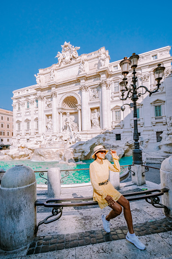 Trevi Fountain, rome, Italy. City trip Rome couple on city trip in Rome