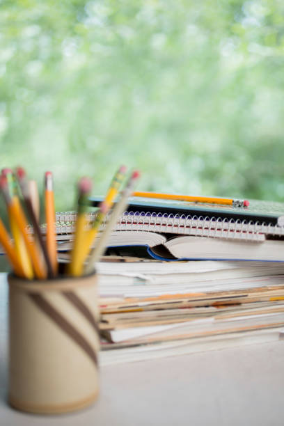 istock Home desk in front of window. 1273750067