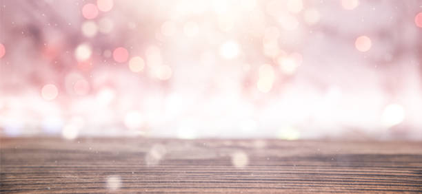 istock Empty Old Wooden Table & Defocused Lights in the Background 1273751112