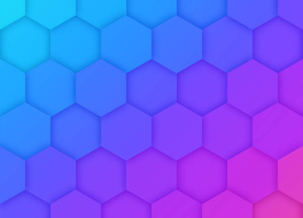 ilustrações de stock, clip art, desenhos animados e ícones de vibrant gradient hexagonal background pattern - vibrant color checked backgrounds multi colored