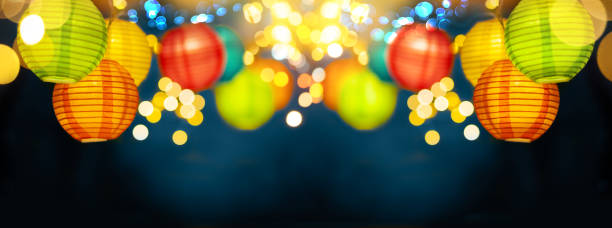 istock Festive background with colorful lights garland 1273752879