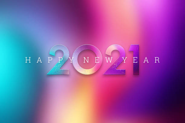 Creative Christmas background, multicolored inscription 2021. Concept for a Merry New Year, Year of the Bull, copy space. 3D illustration, 3D render.
