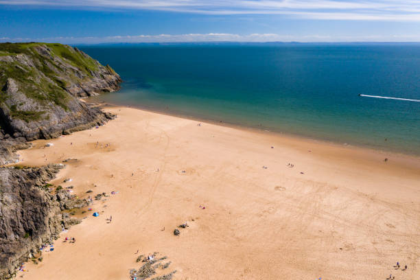 istock Drone view of a beautiful sandy beach in Wales 1273759353