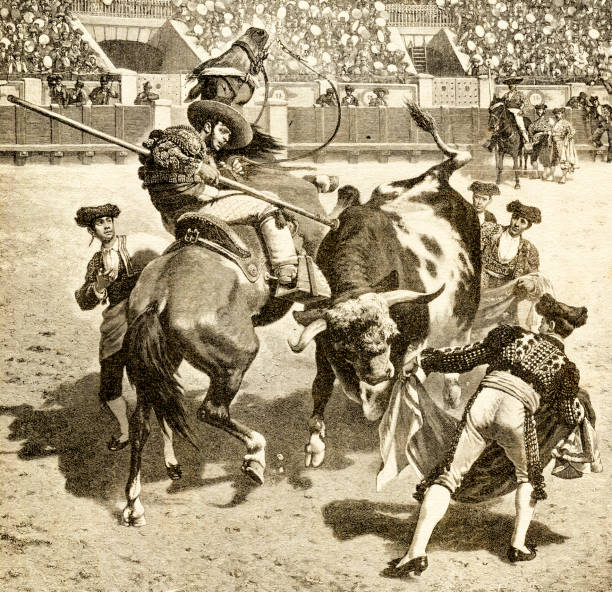 Engraving bullfighter about killing the bullOriginal edition from my own archivesSource : Gartenlaube 1891 now in public domain