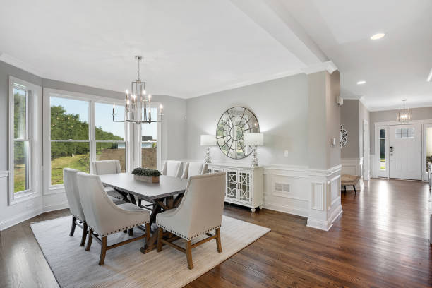 istock Large open dining area of new home 1273760663