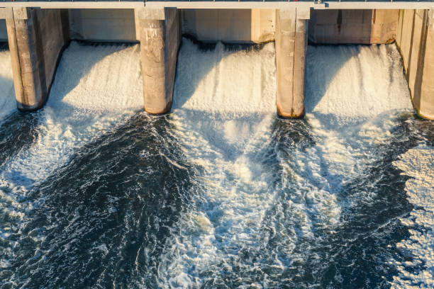 istock Hydroelectric dam or power station, aerial top view 1273761804