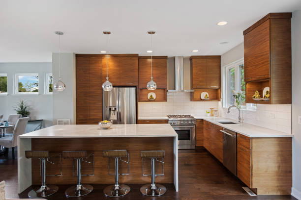 istock Kitchen with natural wood cabinets 1273764923