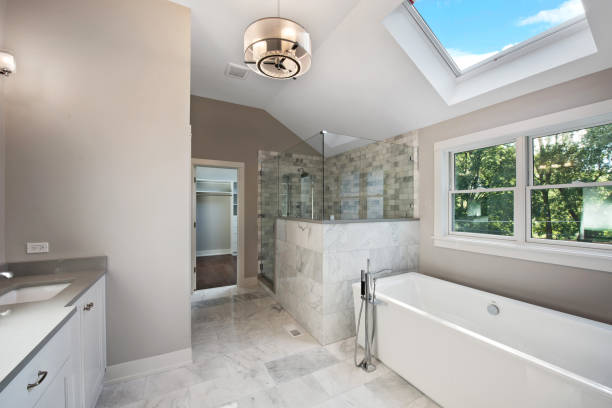 Gorgeous shower and freestanding bathtub