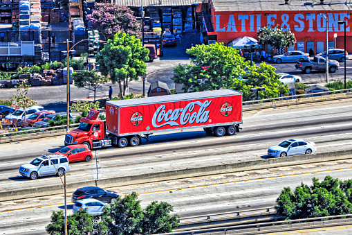Los Angeles, California, USA - September 19, 2020: Coca-Cola delivery truck.