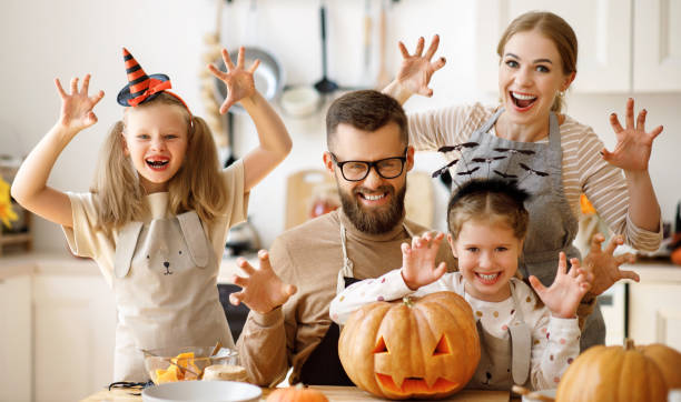 istock Delighted family during Halloween celebration 1273776058