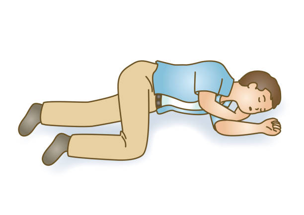 First Aid people lying on side stock illustrations