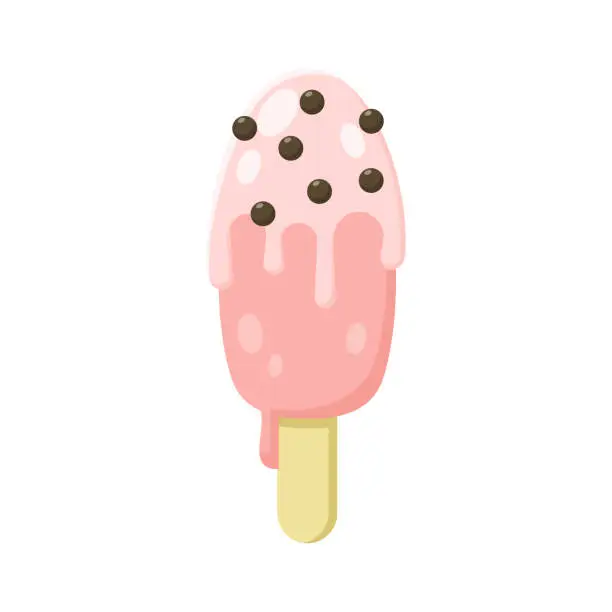 Vector illustration of Yummy cold sweet ice cream, color vector illustration