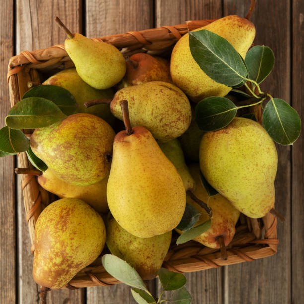 Fresh Organic Pears On An Old Wooden Background