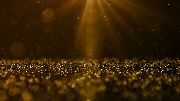 istock Gold color digital particles wave flow and light flare. abstract technology background concept 1273781189