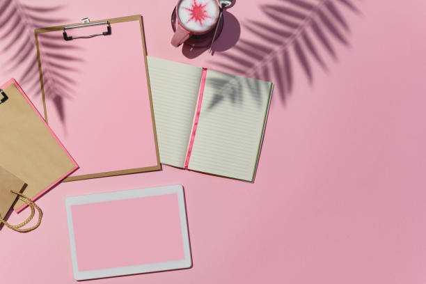 istock Woman seller workspace top view e-commerce flat lay 1273785495