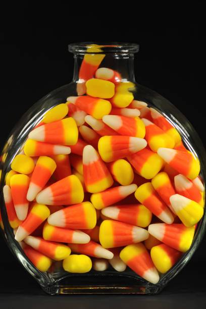 corn candy halloween art - candy halloween candy corn jar foto e immagini stock
