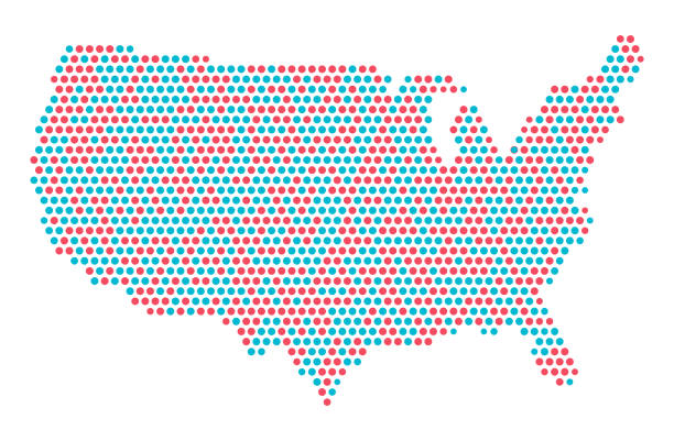 United States Population Politics Dot Map United States of America dot halftone stipple point map. demographics infographics stock illustrations