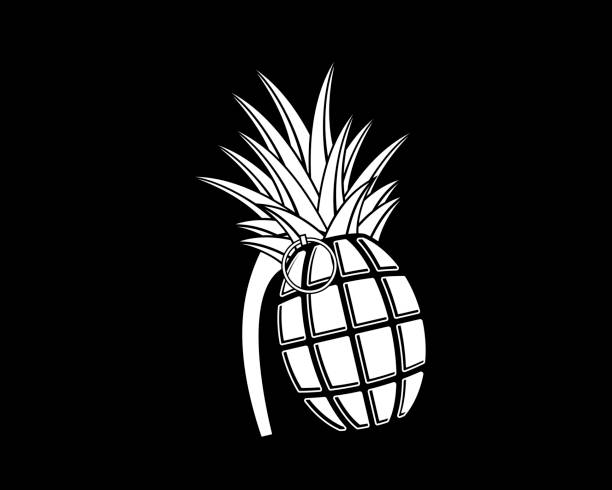 illustrations, cliparts, dessins animés et icônes de grenade à ananas simple - hand grenade explosive bomb war