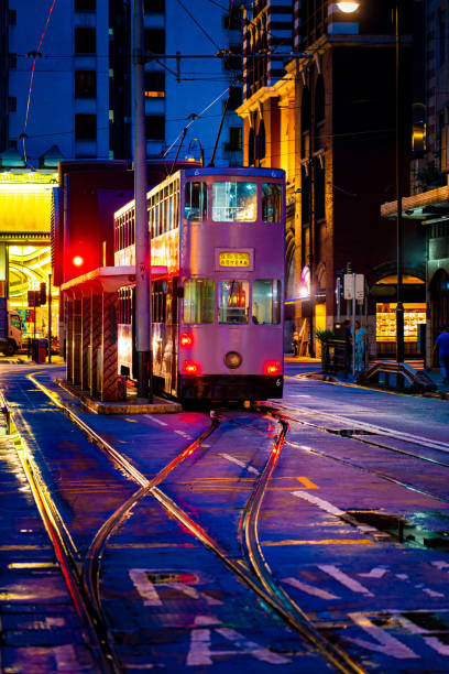 istock Hong Kong street scene in Sheung Wan tramway path 1273796429