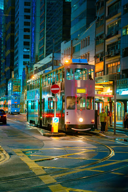 istock Hong Kong street scene in Sheung Wan tramway path 1273797152