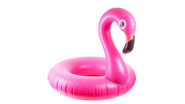 istock Pink pool. Inflatable flamingo for summer beach isolated on white background. Pool float party. 1273805445