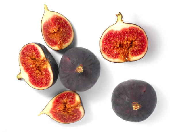 istock Fresh ripe figs on a white background, top view. 1273805520