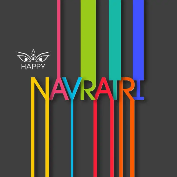 Vector illustration of Illustration of Indian festival Navratri with beautiful calligraphy.