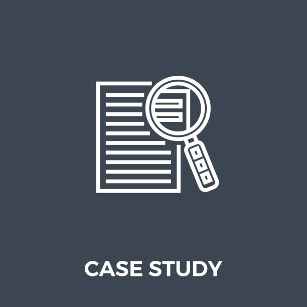 Case Study Icon Case Study Services Related Vector Thin Line Icon. Isolated on Black Background. Vector Illustration. case studies stock illustrations